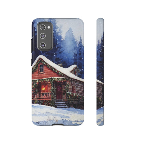 Cozy Christmas Cabin in the Snow - Impact Resistant Phone Case Samsung Galaxy S20 FE Glossy